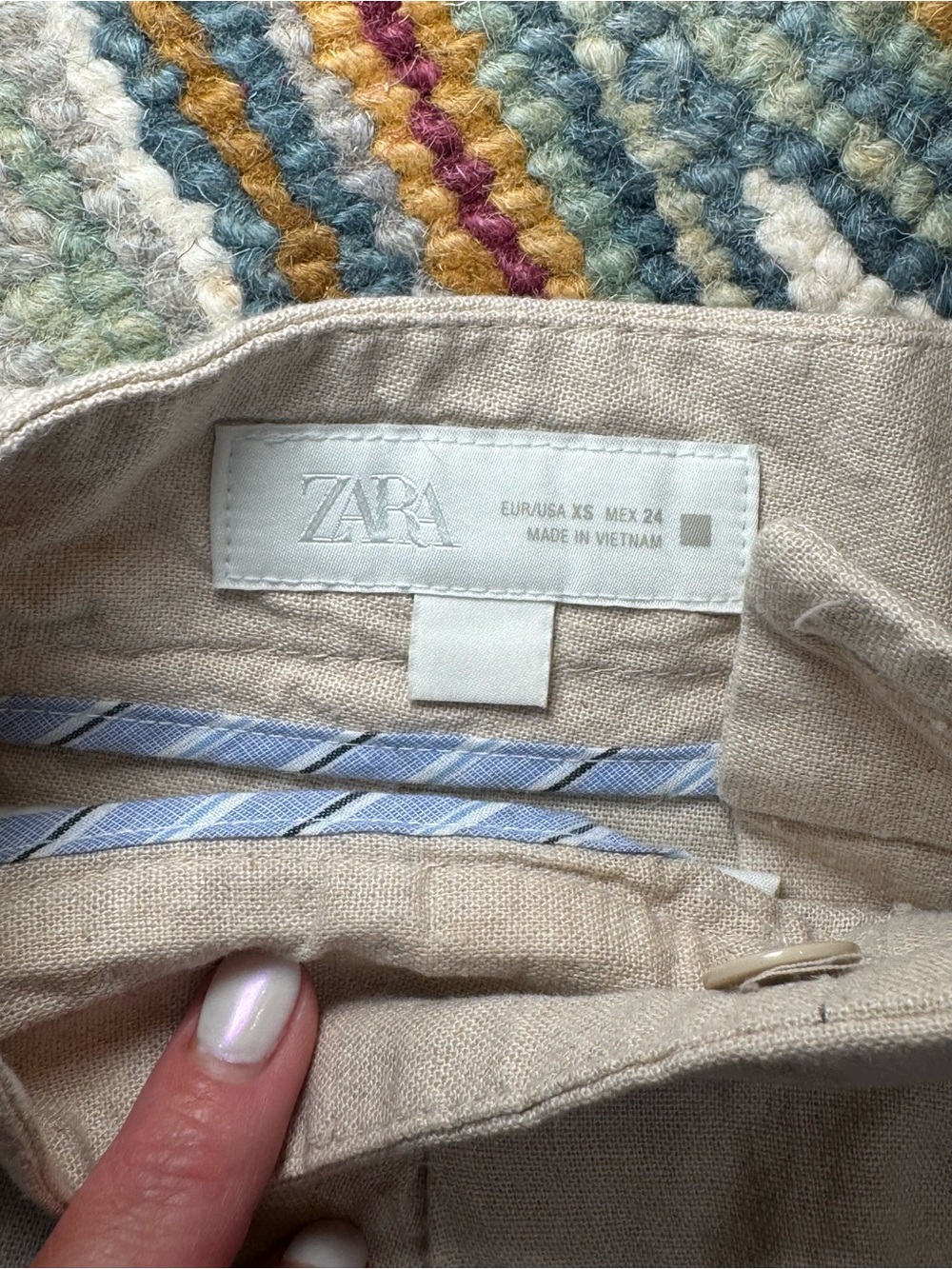 🥥▫️ Zara Cream Linen Straight Leg Tailored Trousers Pants Light Beige▫️🥥 - Picture 4 of 6